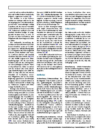 Vorschauseite 2: Sterbeorte von COVID-19-Patienten: eine Observationsstudie auf Grundlage ausgewerteter Todesbescheinigungen der Stadt Münster (2021)