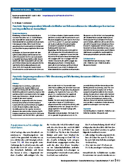 Vorschauseite 3: PraeKids: Diagnoseprävalenz lebensbedrohlicher und lebensverkürzender Erkrankungen bei Kindern und Jugendlichen in Deutschland