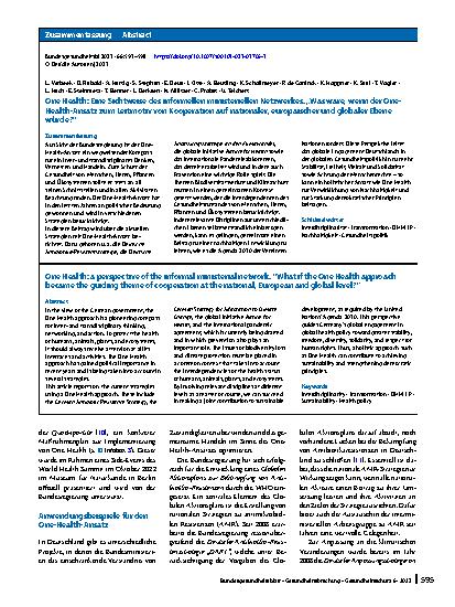 Vorschauseite 3: One Health: Eine Sichtweise des informellen ministeriellen Netzwerkes