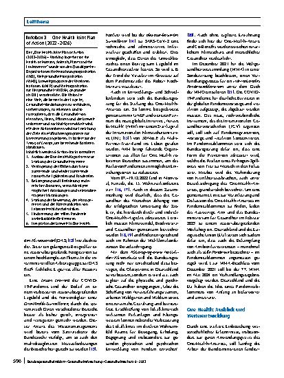 Vorschauseite 4: One Health: Eine Sichtweise des informellen ministeriellen Netzwerkes