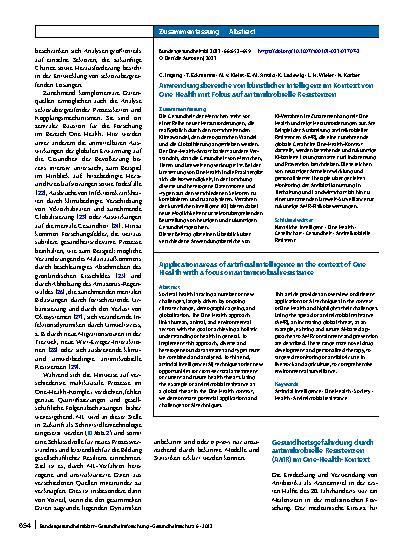Vorschauseite 3: Anwendungsbereiche von künstlicher Intelligenz im Kontext von One Health mit Fokus auf antimikrobielle Resistenzen