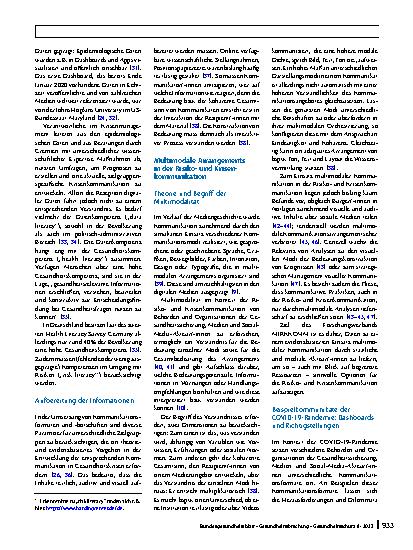 Vorschauseite 4: Optimierung der Risikound Krisenkommunikation von Regierungen, Behörden und Organisationen der Gesundheitssicherung – Herausforderungen in lang anhaltenden Krisen am Beispiel der…