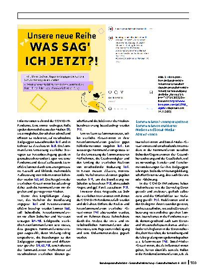 Vorschauseite 6: Optimierung der Risikound Krisenkommunikation von Regierungen, Behörden und Organisationen der Gesundheitssicherung – Herausforderungen in lang anhaltenden Krisen am Beispiel der…