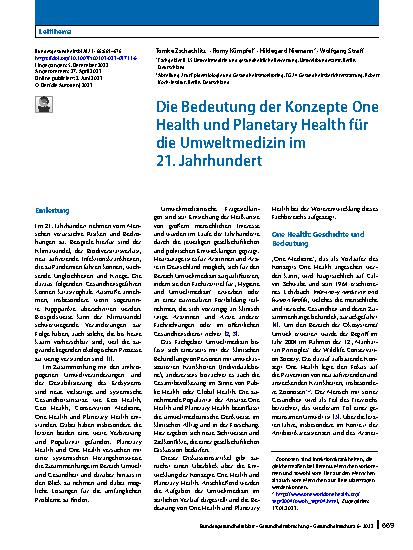 Vorschauseite 1: Die Bedeutung der Konzepte One Health und Planetary Health für die Umweltmedizin im 21. Jahrhundert