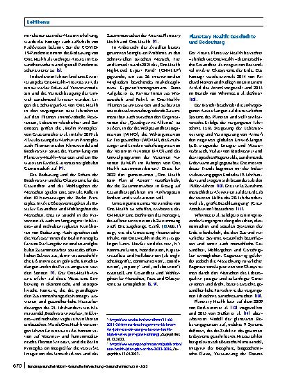 Vorschauseite 2: Die Bedeutung der Konzepte One Health und Planetary Health für die Umweltmedizin im 21. Jahrhundert