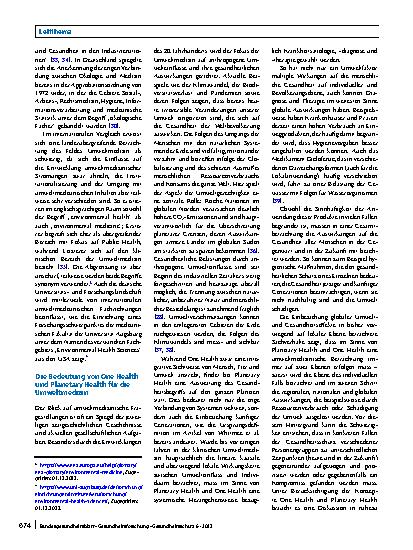 Vorschauseite 6: Die Bedeutung der Konzepte One Health und Planetary Health für die Umweltmedizin im 21. Jahrhundert