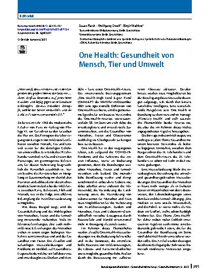 Vorschauseite 1: One Health: Gesundheit von Mensch, Tier und Umwelt