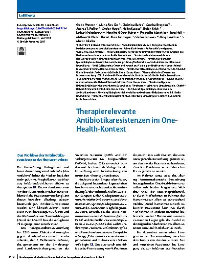 Vorschauseite 1: Therapierelevante Antibiotikaresistenzen im One-Health-Kontext