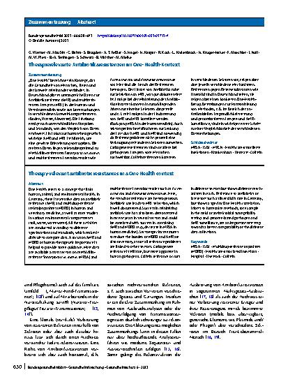 Vorschauseite 3: Therapierelevante Antibiotikaresistenzen im One-Health-Kontext