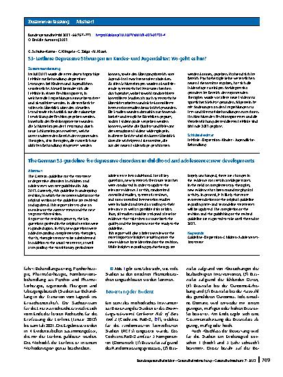 Vorschauseite 3: S3-Leitlinie Depressive Störungen im Kindesund Jugendalter: Wo geht es hin?