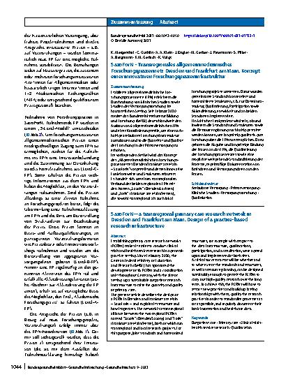 Vorschauseite 3: SaxoForN – Transregionales allgemeinmedizinisches Forschungspraxennetz Dresden und Frankfurt am Main