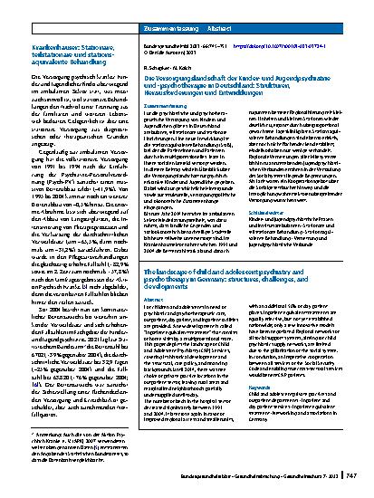 Vorschauseite 3: Die Versorgungslandschaft der Kinderund Jugendpsychiatrie und -psychotherapie in Deutschland: Strukturen, Herausforderungen und Entwicklungen