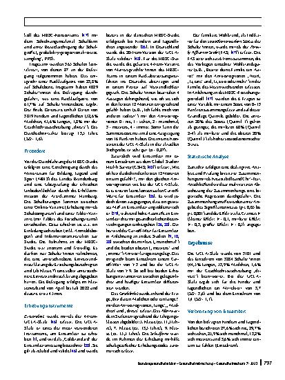 Vorschauseite 4: Einsamkeit im Kindesund Jugendalter. Zur Verbreitung eines Risikofaktors für die psychische Gesundheit unter 11- bis 15-jährigen deutschen Schülerinnen und Schülern