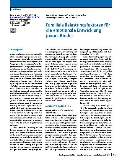 Vorschauseite 1: Familiale Belastungsfaktoren für die emotionale Entwicklung junger Kinder