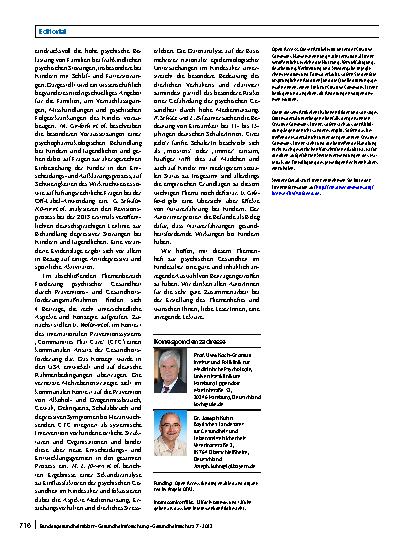 Vorschauseite 2: Psychisch gesunde Kinder: eine gesamtgesellschaftliche Herausforderung