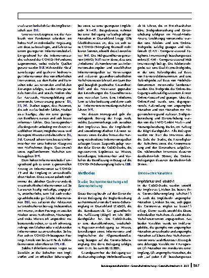 Vorschauseite 2: COVID-19-Impfstatus, genutzte Informationsquellen und soziodemografische Merkmale – Ergebnisse der CoSiD-Studie