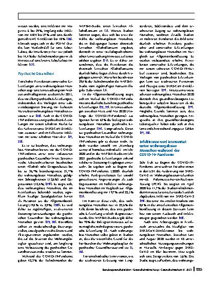 Vorschauseite 4: Gesundheit wohnungsloser Menschen während der COVID-19-Pandemie