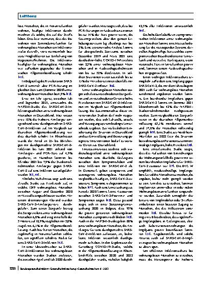 Vorschauseite 5: Gesundheit wohnungsloser Menschen während der COVID-19-Pandemie