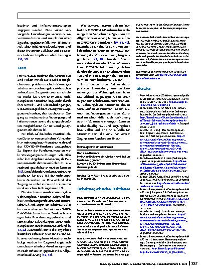 Vorschauseite 6: Gesundheit wohnungsloser Menschen während der COVID-19-Pandemie