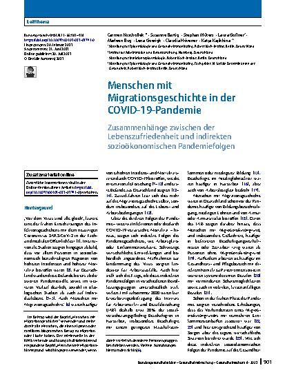 Vorschauseite 1: Menschen mit Migrationsgeschichte in der COVID-19-Pandemie