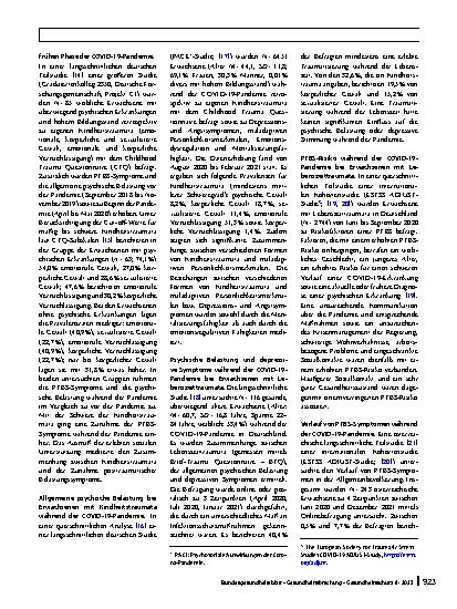 Vorschauseite 4: Häusliche Gewalt und ihre psychischen Folgen während der COVID-19-Pandemie – Zentrale Befunde aus dem deutschsprachigen Raum