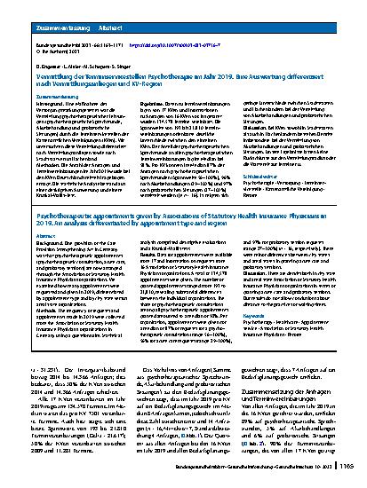 Vorschauseite 3: Vermittlung der Terminservicestellen Psychotherapie im Jahr 2019