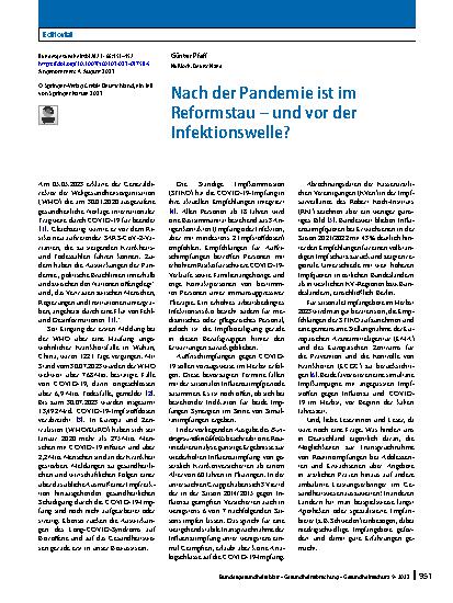 Vorschauseite 1: Nach der Pandemie ist im Reformstau – und vor der Infektionswelle?