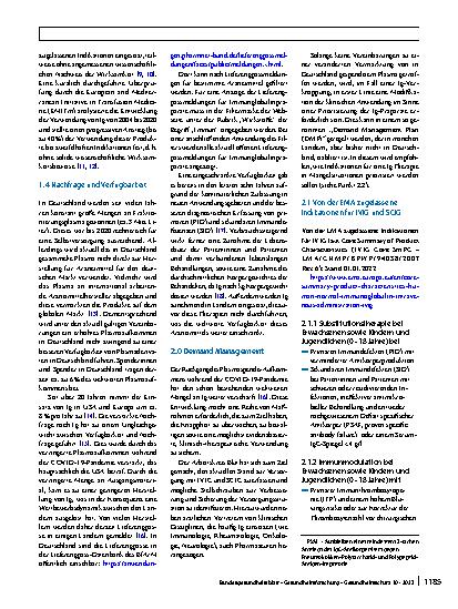 Vorschauseite 2: Anwendung von humanen Immunglobulinpräparaten bei Lieferengpässen