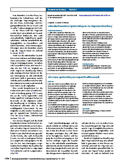 Vorschauseite 3: Lebenslauforientierte Epidemiologie in der Migrationsforschung