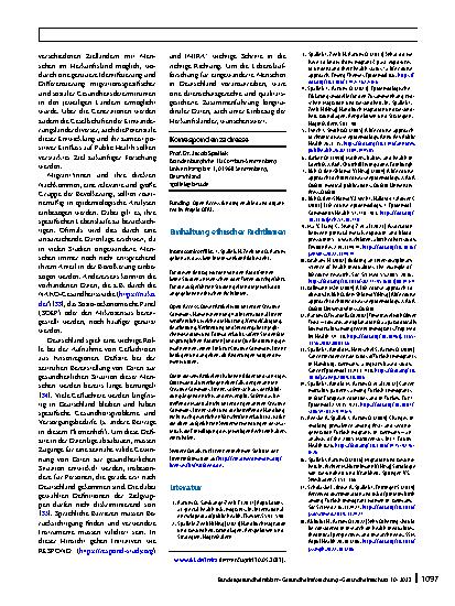 Vorschauseite 6: Lebenslauforientierte Epidemiologie in der Migrationsforschung