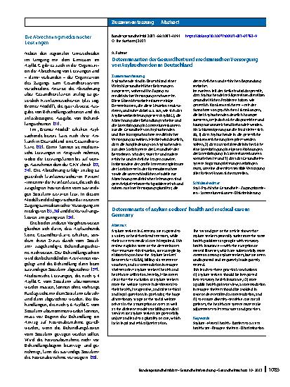 Vorschauseite 3: Determinanten der Gesundheit und medizinischen Versorgung von Asylsuchenden in Deutschland