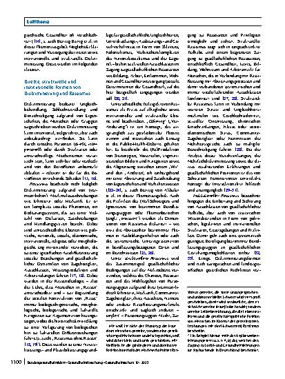 Vorschauseite 2: Rassismus und Diskriminierung im Kontext gesundheitlicher Ungleichheit – ein narratives Review
