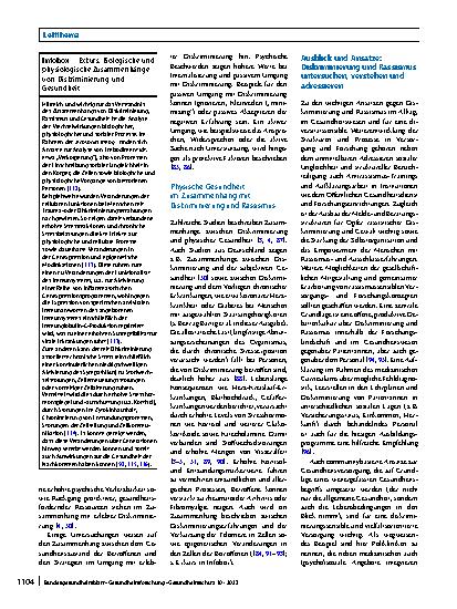 Vorschauseite 6: Rassismus und Diskriminierung im Kontext gesundheitlicher Ungleichheit – ein narratives Review