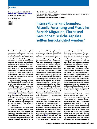 Vorschauseite 1: Intersektional und komplex: Aktuelle Forschung und Praxis im Bereich Migration, Flucht und Gesundheit. Welche Aspekte sollten berücksichtigt werden?