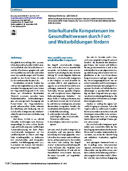 Vorschauseite 1: Interkulturelle Kompetenzen im Gesundheitswesen durch Fortund Weiterbildungen fördern