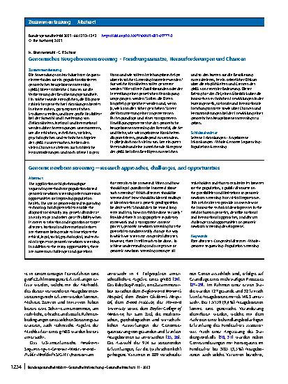 Vorschauseite 3: Genomisches Neugeborenenscreening – Forschungsansätze, Herausforderungen und Chancen