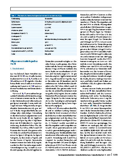 Vorschauseite 2: Stoffmonographie für Octocrylen – HBM-​Werte für die Metaboliten 2-Cyano-3,3-diphenylacrylsäure (CPAA) und 2-(Carboxymethyl)butyl 2-cyano-3,3-diphenylacrylat (Dinor-OC-​Carbonsäur…