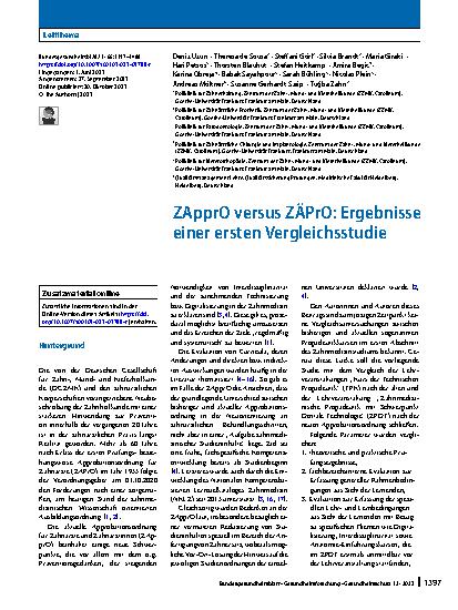 Vorschauseite 1: ZApprO versus ZÄPrO: Ergebnisse einer ersten Vergleichsstudie