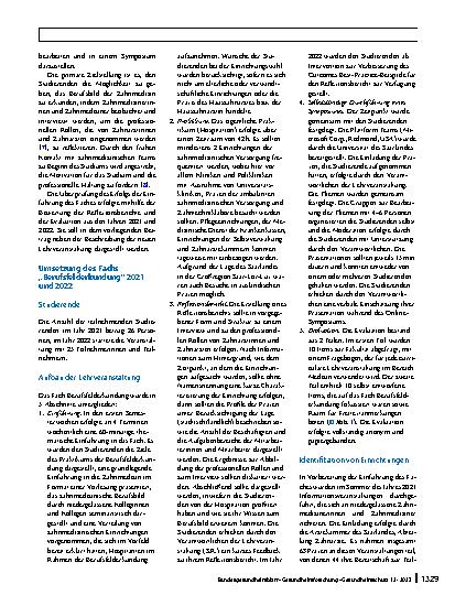 Vorschauseite 2: Einführung des Fachs „Berufsfelderkundung“ für Studierende der Zahnmedizin an der Universität des Saarlandes