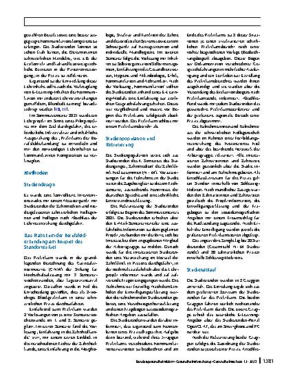 Vorschauseite 2: Pilotprojekt zum „Praktikum der Berufsfelderkundung“ im Zahnmedizinstudium mit Fokus auf den Erwerb kommunikativer Kompetenzen