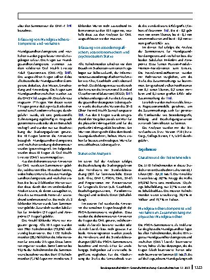 Vorschauseite 4: Zusammenhang von Mundgesundheitskompetenz und -verhalten mit physischer Mundgesundheit. Welche Rolle kann die zahnmedizinische Ausbildung spielen?