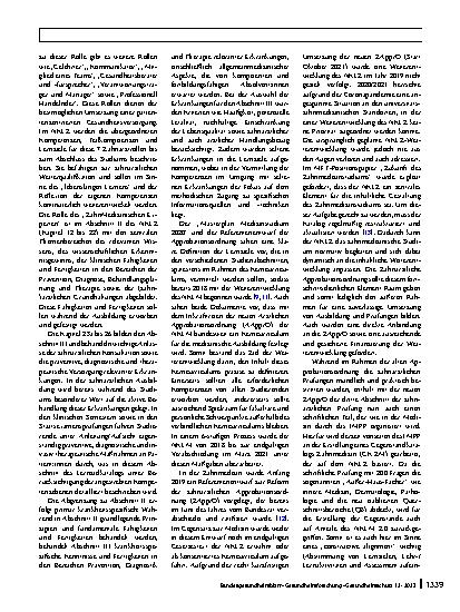 Vorschauseite 4: NKLZ 2.0: Die Weiterentwicklung des Nationalen Kompetenzbasierten Lernzielkatalogs Zahnmedizin als Basis für die Ausgestaltung der neuen Approbationsordnung