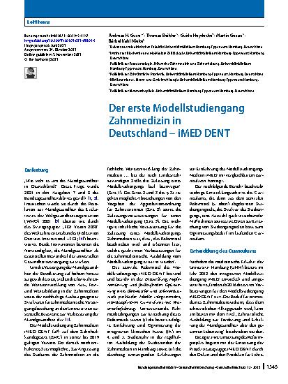 Vorschauseite 1: Der erste Modellstudiengang Zahnmedizin in Deutschland – iMED DENT