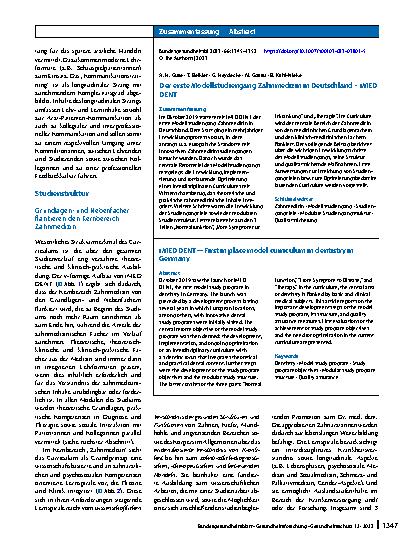 Vorschauseite 3: Der erste Modellstudiengang Zahnmedizin in Deutschland – iMED DENT