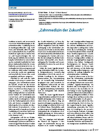Vorschauseite 1: „Zahnmedizin der Zukunft“