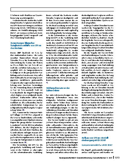 Vorschauseite 2: Entrustable Professional Activities (EPA) im Modellstudiengang Zahnmedizin „iMED DENT“ am Universitätsklinikum Hamburg-Eppendorf