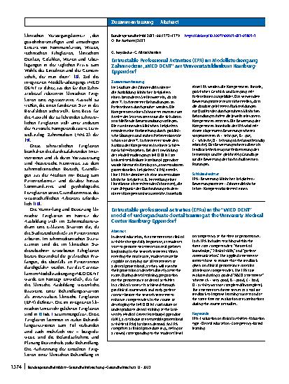 Vorschauseite 3: Entrustable Professional Activities (EPA) im Modellstudiengang Zahnmedizin „iMED DENT“ am Universitätsklinikum Hamburg-Eppendorf