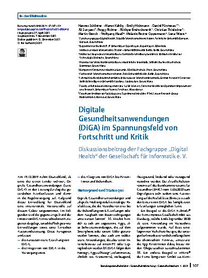 Vorschauseite 1: Digitale Gesundheitsanwendungen (DiGA) im Spannungsfeld von Fortschritt und Kritik