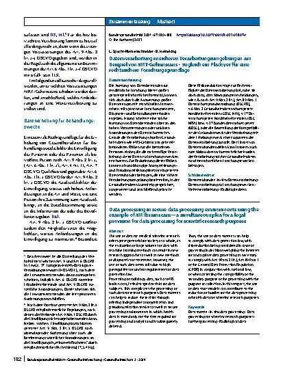 Vorschauseite 3: Datenverarbeitung in sicheren Verarbeitungsumgebungen am Beispiel von MRT-Gehirnscans – zugleich ein Plädoyer für eine rechtssichere Forschungsgrundlage