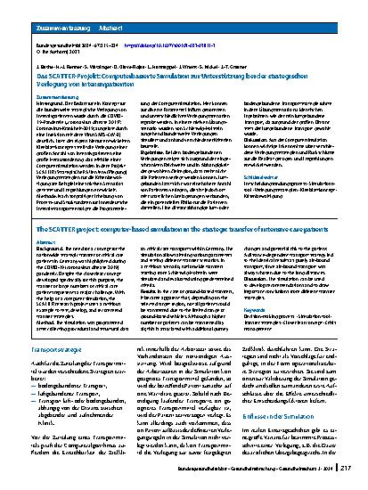 Vorschauseite 3: Das SCATTER-Projekt: Computerbasierte Simulation zur Unterstützung bei der strategischen Verlegung von Intensivpatienten